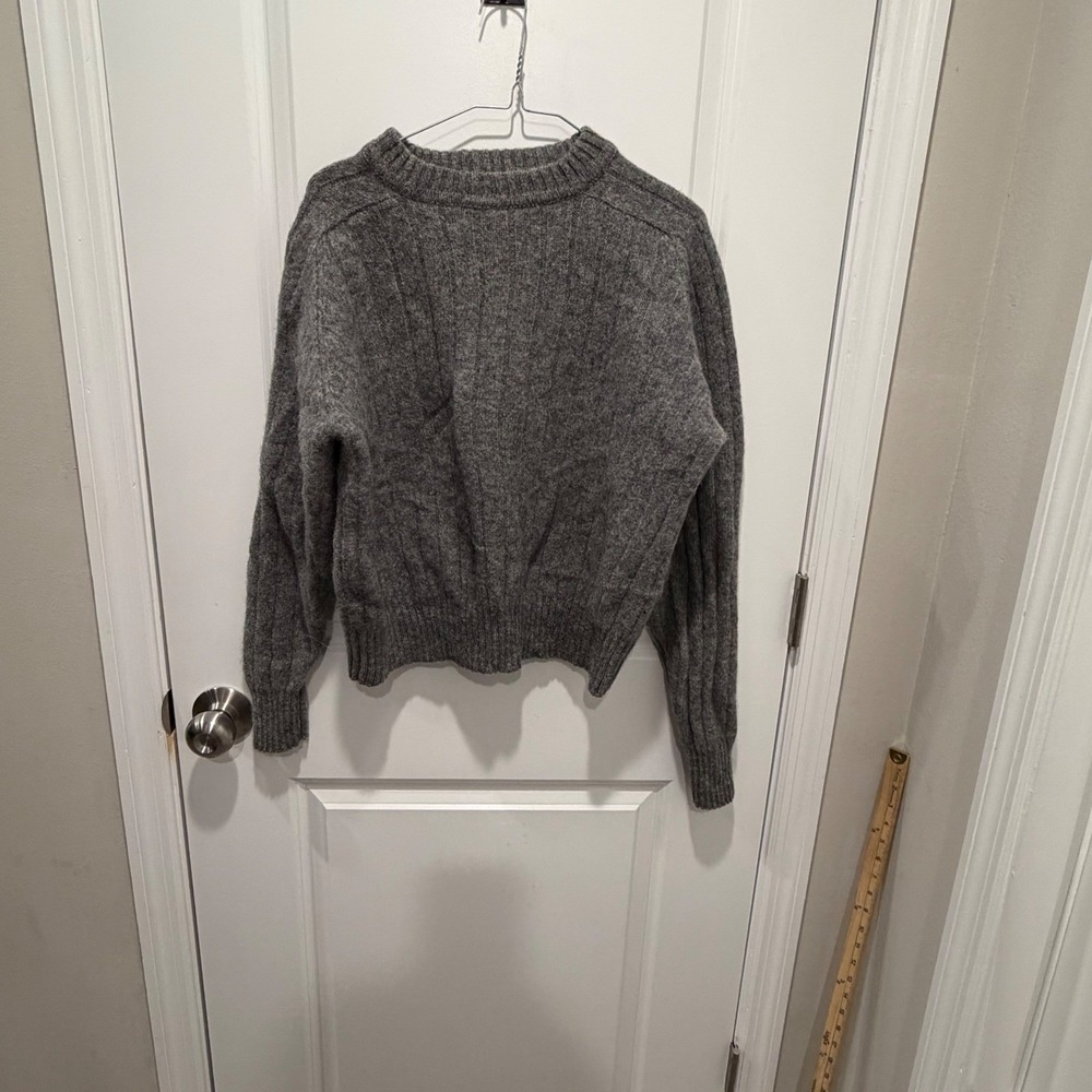 Garret Scott Mens Crewneck Sweater 100% Shetland Wool Gray XL
